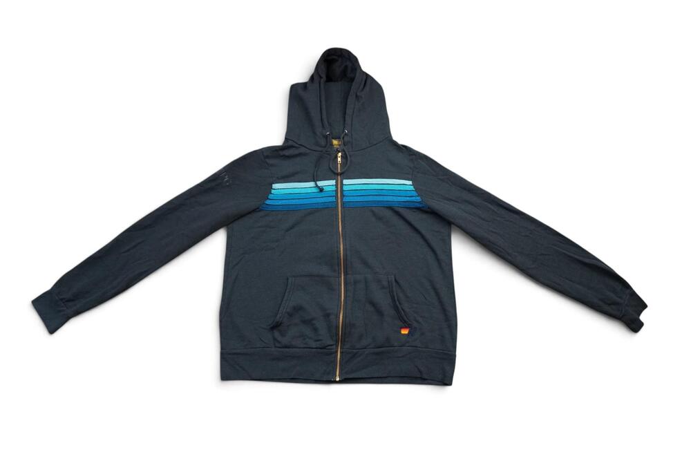 Aviator Nation Hoodie Mens XL Blue Full Zip Stripe TPG Logo Fleece USA - Picture 8 of 15